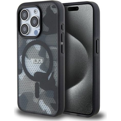 Funda rígida Tumi TUHMP15LTCAMK para iPhone 15 Pro de 6,1 pulgadas, color negro/negro, con estampado de camuflaje mate y MagSafe. (1/5)