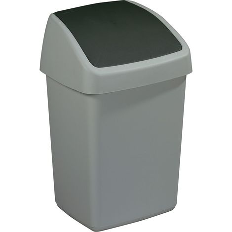 Sunware Delta Poubelle avec couvercle basculant 10 L Gris Argenté