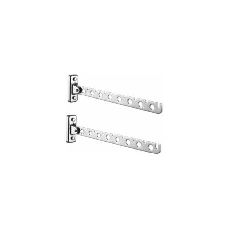 Juego de 2 tendederos plegables de acero inoxidable para pared - Tendedero de pared, para dormitorio, sala de estar y balcón (plata, 8 agujeros) (1/4)