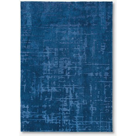 BAOBAB DESIGN - TAPPETO STRUTTURATO EFFETTO VELLUTO - Prodotto in Belgio - Tessuto piatto jacquard meccanico - Rifinito a mano - Antiscivolo naturale - 100% poliestere - Blu Suarez - Rotondo 240 CM