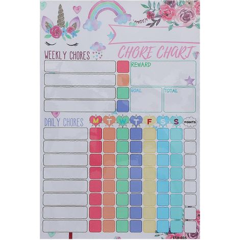 Tableau de récompenses magnétique, tableau des tâches ménagères, fiche de suivi des corvées, tableau de comportement magnétique pour enfants-30x20x0.1cm-Colorful (1/3)