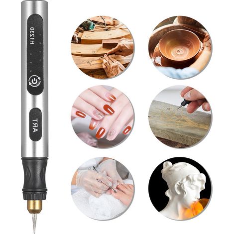 Mini outil rotatif sans fil 3 vitesses 5V rechargeable, kit d'outil rotatif avec 4 embouts de meulage, chargement USB, outil électrique multifonction pour ponçage, polissage, perçage, gravure et trava (1/2)
