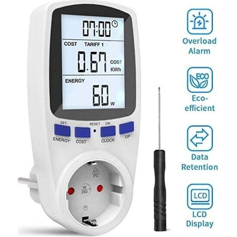 Ersandy Testeur et détecteur de tension, grand écran LCD, protection contre les surcharges 3680W, compteur intelligent avec 7 modes, avec un tournevis (1/4)