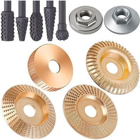 11-teiliges Holzschnitzscheiben-Set, Ring-Winkelschleifer, Schleifscheibe, Holzbearbeitung, Grat, Raspel, Polieren, Drehwerkzeug-Zubehör (1/4)