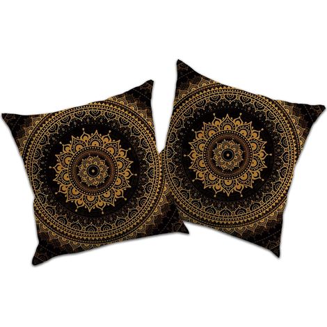 SHINING HOUSE Fundas de almohada con aspecto de lino para cojines decorativos, cojines decorativos, cojines de sofá, fundas de cojín, estampados de mandalas y estilo étnico (Vintage Mandala 1, 50 x 50 (1/4)