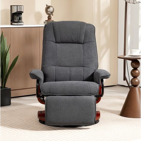 Sillón relax giratorio reclinable con reposapiés gris OKMYHOME (1/2)