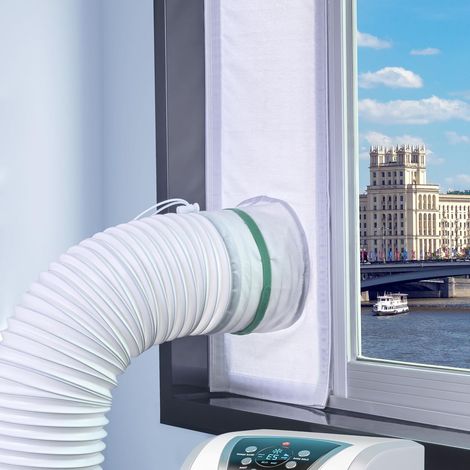 Kit de sellado para ventanas de aire acondicionado portátil, 100 % de sellado para aire acondicionado y secadora, ajustable, 25 x 232 cm, impermeable y fácil de instalar.