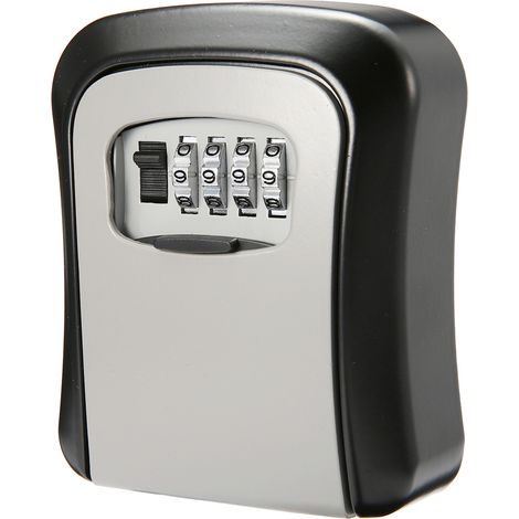 Caja de llaves de aluminio para montaje en pared con cerradura de combinación de 4 dígitos: caja fuerte segura para 5 llaves del hogar. (1/5)