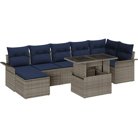 Maison Exclusive - Set Divano da Giardino 8 pcs Grigio Rattan in Polipropilene