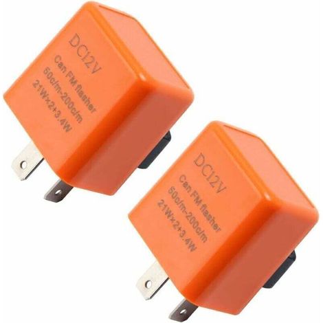 Ulisem2 Pièces 12V 2 Broches Relais de Clignotant Orange Relais Indicateur Réglable Centrale Relais Clignotant pour Moto Scooter Clignotant Relais Clignotant LED (1/4)