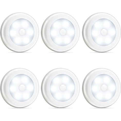 Novelty Place [Super Bright Lampes à détecteur de Mouvement à Del - Alimentation par Batterie, Aimant intégré, Tampon adhésif(en Option)- Veilleuse de Placard de Couloir de Salle de Bain - 6pcs