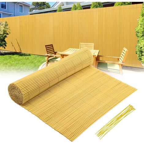 Wolketon Frangivista in PVC Effetto Bambù per Giardino e Balcone – Recinzione Oscurante, Frangivento, Schermo Privacy per Balcone e Giardino 80x300cm Bambù