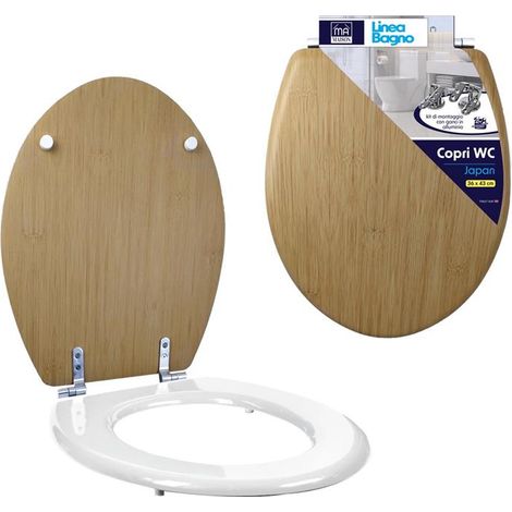 MA MAISON COPRI WC MODELLO JAPAN COLOR LEGNO E BIANCO 36X43 CM CON GOMMINI
