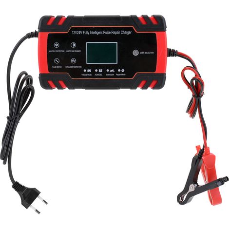[JAMAIS UTILISÉ]Chargeur de batterie portable mini 12 V/24 V pour voiture, moto et autres véhicules, avec affichage numérique.
