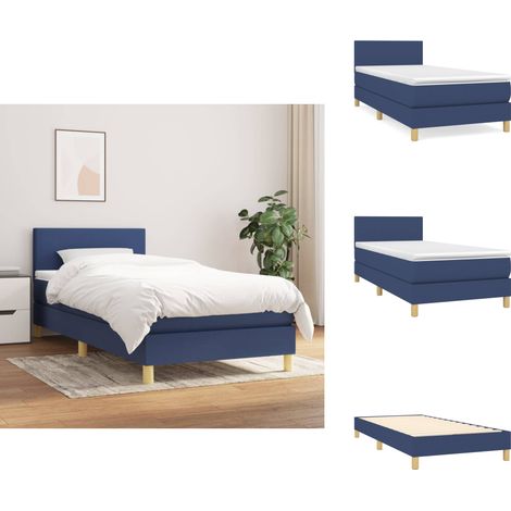 Boxspringbett mit Matratze Blau 100x200 cm Stoff - Boxspringbett - Doppelbett - Schlafsystem - Bettenrahmen - Blau (1/5)