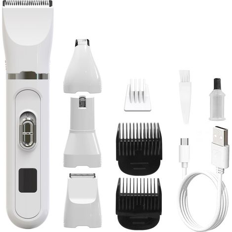 1 tondeuse électrique pour chien, lames acier inoxydable, sans fil, batterie rechargeable, kit complet avec sabots, pour poils épais (1/5)
