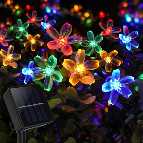 Lichterkette für draußen, 12 m, 100 LEDs, Solar-Lichterkette für draußen, 8 Modi, IP65, wasserdicht, für Garten, Terrasse, Weihnachtsbaum, Hochzeit, Party (mehrfarbig) (1/5)
