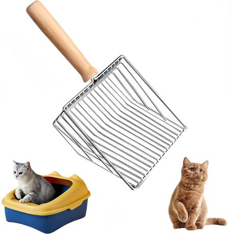 Pelle à litière pour chat Litter Scoop, Pelle à litière chat en métal avec poignée en bois, pour litière la plupart des Ti pi litière chats (1/5)