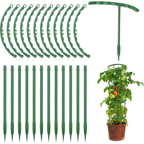 CCYKXA Kletterpflanzenstütze, 12 Stück, halbrund, grün, höhenverstellbar, für Tomaten, Monstera und andere Kletterpflanzen, 14 x 14 cm