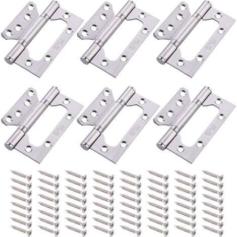 6Pcs Charnière en Laiton Antirouille, Charnière Porte de Maison Robuste en Acier Inox 304, Charniere Inox Roulement à Billes, pour Armoire Chambre à Coucher, Placard Cuisine, Porte Intérieure (1/4)