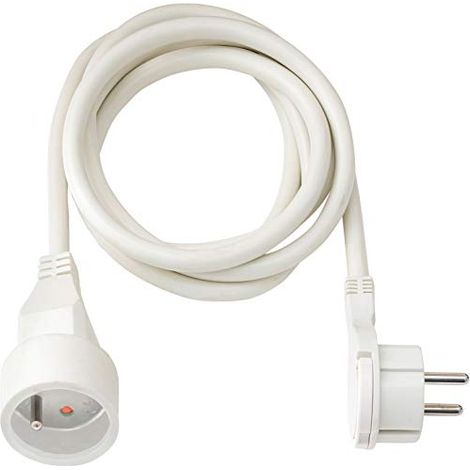 Estensione elettrica prolungatore con spina piatta - IP20 BIANCO - 3m - H05VV-F 3G1,5 (1/4)