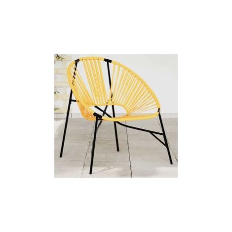 Chaise œuf de jardin noir et jaune résine tressée (1/5)