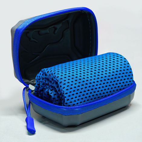 Kühlendes Sporthandtuch 30 x 100 cm – Kühlend, saugfähig und schnelltrocknend für Fitness, Laufen und Outdoor-Aktivitäten – Marineblau, mit EVA-x-Hülle