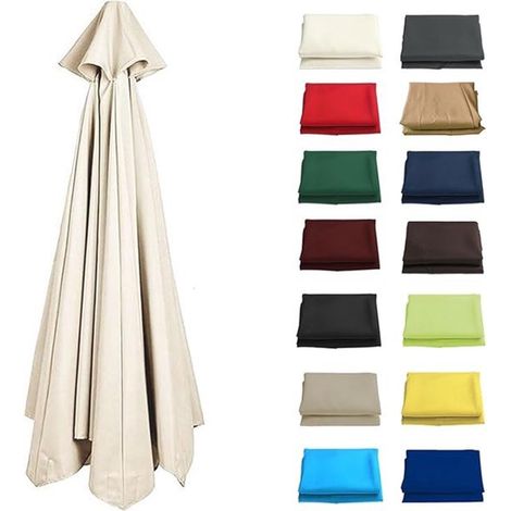 Toile de remplacement pour parasol 3 m – Toile de parasol extérieur avec 8 baleines – Housse de remplacement pour terrasse jardin piscine et parasol déporté – Beige (1/5)