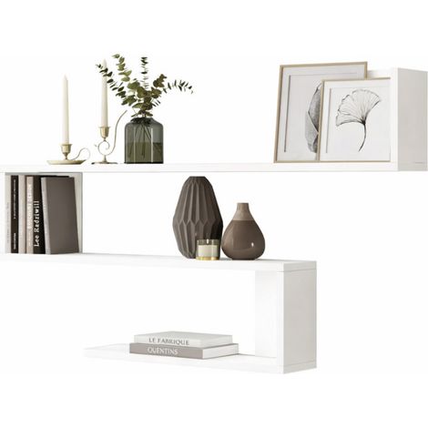 Etagère Murale 3 Niveaux Blanche L 120 H 71.4 P 14.5 cm (1/5)