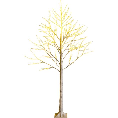 Albero di Natale 180cm illuminato 96 luci LED calde e bianche abete di betulla bianco (1/4)