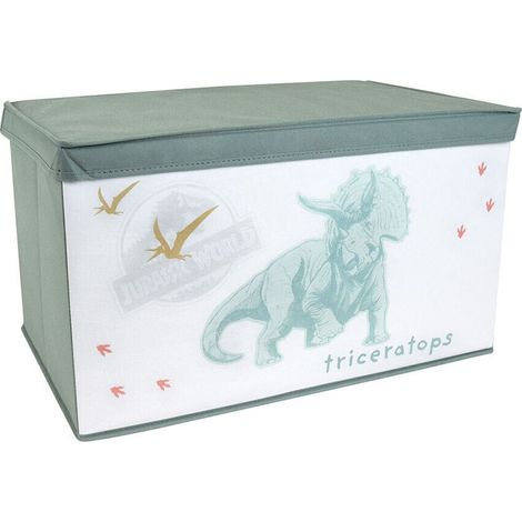 Coffre à jouets Jurassic world vert, en tissus pliable pour enfant (1/2)