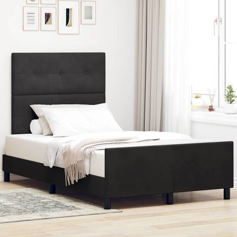 Boxspringbett mit Kopfteil Schwarz 120 x 200 cm Samt