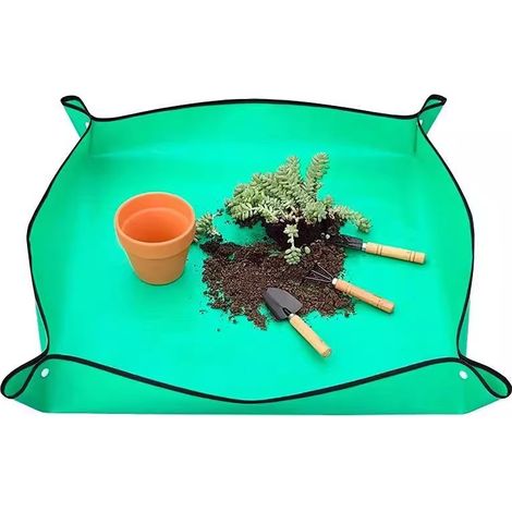 Tapis de rempotage pour plantes en pot, 100 cm x 150 cm, en polyéthylène imperméable, anti-taches et étanche, idéal pour rempoter et changer la terre des plantes en pot à la maison, propre et durable. (1/4)