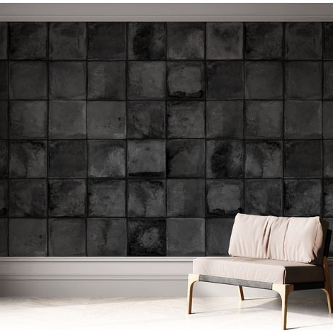Papier peint autocollant Mural avec colle pour salon et chambre Décoration murale rapide Carreaux gris 312x219 cm (1/5)