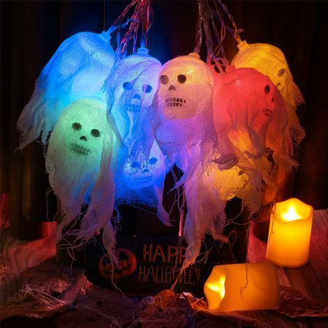 Guirlande lumineuse d'Halloween 2,5 m, 10 LED, têtes de mort LED, fonctionne sur piles (1/4)