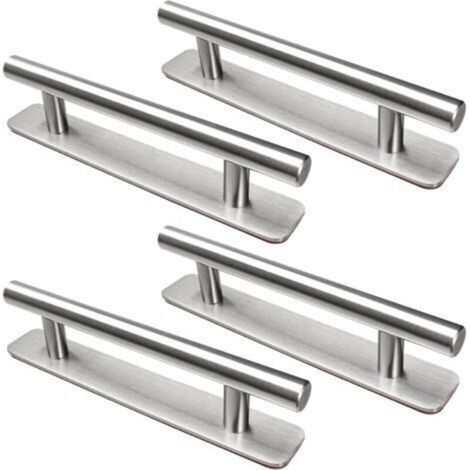 4 Pièces Poignée de Meuble Autocollante, 148 mm Poignée de Cuisine en Acier Inoxydable, Poignée de Meuble Sans perçage, Pour armoire, cuisine, porte coulissante, porte de balcon, (1/5)