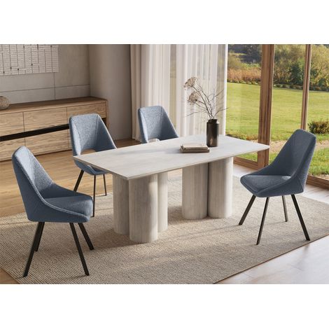 Deco In Paris – Table de salle à manger blanche 180cm – Pieds en forme organique – Pour 6 personnes – Plateau en bois MDF – Style moderne et épuré (1/5)