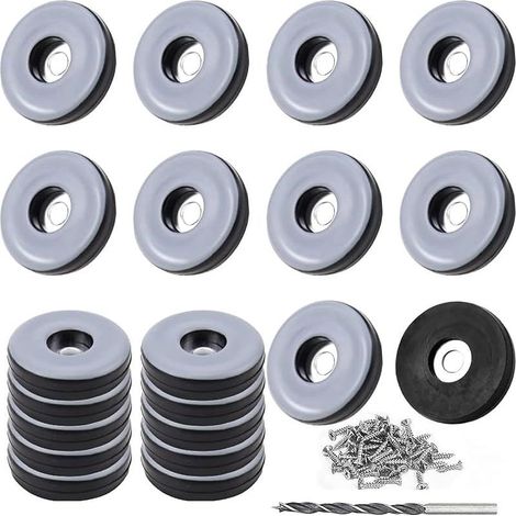 20xPatins en Téflon à Visser Ø 30 mm (Ronds, Noirs) pour Meubles avec vis en Acier Inoxydable et 1 Foret pour Meubles - Protection Efficace de Vos Meubles, chaises, sols (Ø 30 mm mit Bohrer) (1/5)