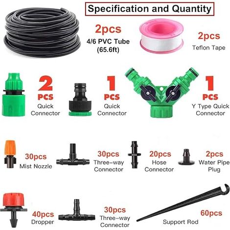 Système d'irrigation Jardin, Kit Goutte, Automatique avec 20+20 Meter Tuyau, arrosage pour pelouse Serre Plantes (1/4)