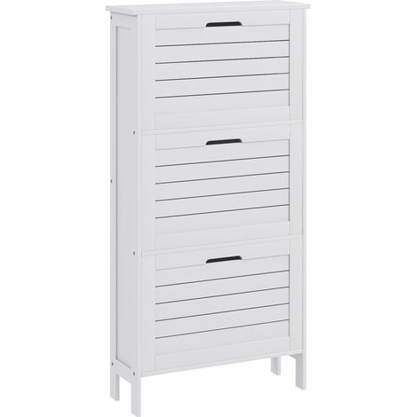 White Narrow Shoe Cabinet with 3 Flip Drawers for Stylish Space-Saving Organization