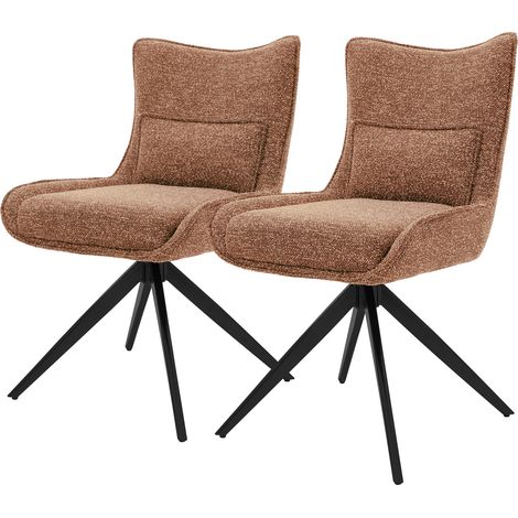 ML-Design Set 2 poltroncine da pranzo girevoli a 360° imbottite con rivestimento in tessuto gambe in acciaio piedini antigraffio regolabili sedie moderne per cucina soggiorno e salotto rosso (1/5)