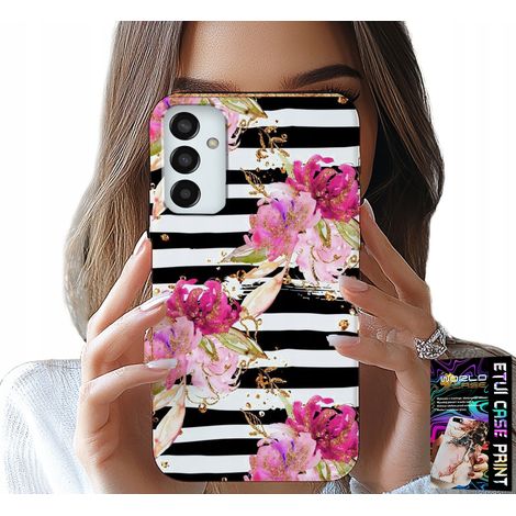 Funda para Samsung Galaxy M23 - estampado de flores y rayas blancas y negras (1/5)