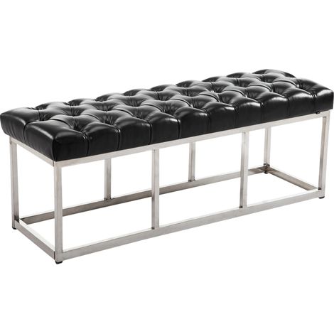 Panca Amun in similpelle e acciaio nero 120 cm (1/4)