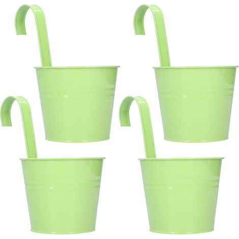 4 lot suspension murale pot à fleurs en fer pour plantes succulentes, jardin, balcon, accessoire (vert clair, détachable) (1/5)