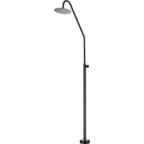 IMEX Ducha para Piscinas en Acero 316 acabado en Negro Mate diseno funcional con difusor orientable y grifo monomando Ideal para exteriores resistente a la corrosión Modelo ALASKA