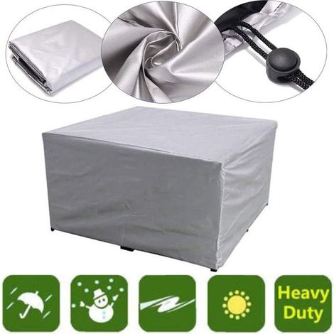 Housse de protection rectangulaire pour table de jardin extérieure, étanche en tissu Oxford 210D, couleur argent, dimensions 213 x 132 x 74 cm, bâche de protection pour meuble de jardin (1/5)