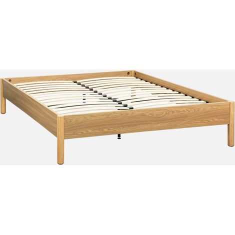 Cama con somier de láminas 160x200cm decoración madera (1/5)