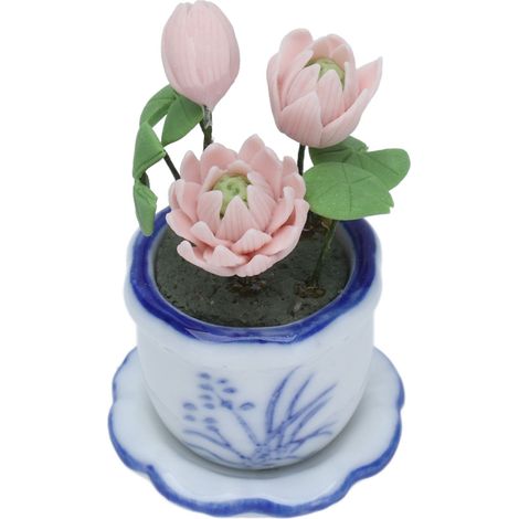 Plante miniature en pot (taille 1:12) pour maison de poupée, modèle bonsaï, décoration, cadeau d'anniversaire pour enfant (1/5)