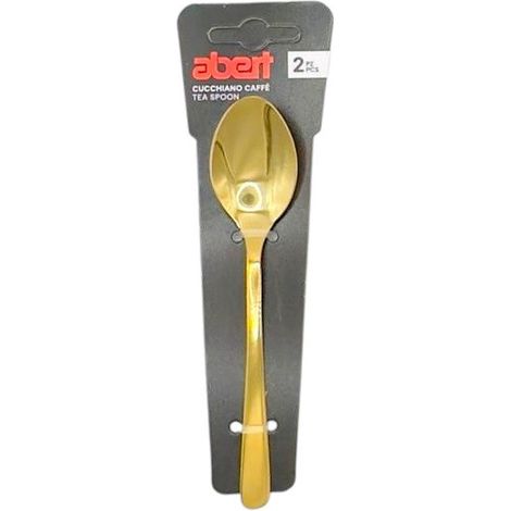 Abert set 2 pz cucchiaino caffè Bean gold acciaio inox 18/c PVD oro lucido
