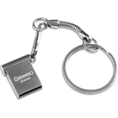 Clé USB 64Go 2.0, Métal Clé USB 64 Giga Mini Clef USB 64GO Imperméable USB 2.0 Pen Drive 64GB avec Crochet pour Ordinateur Portable/PC/Tablette etc (Gris) (1/5)